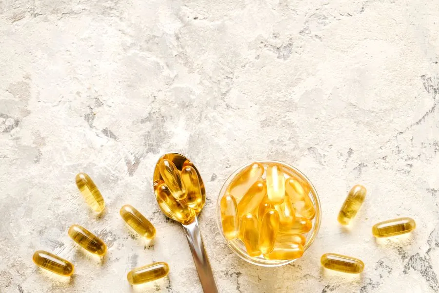 omega 3 supplements on table